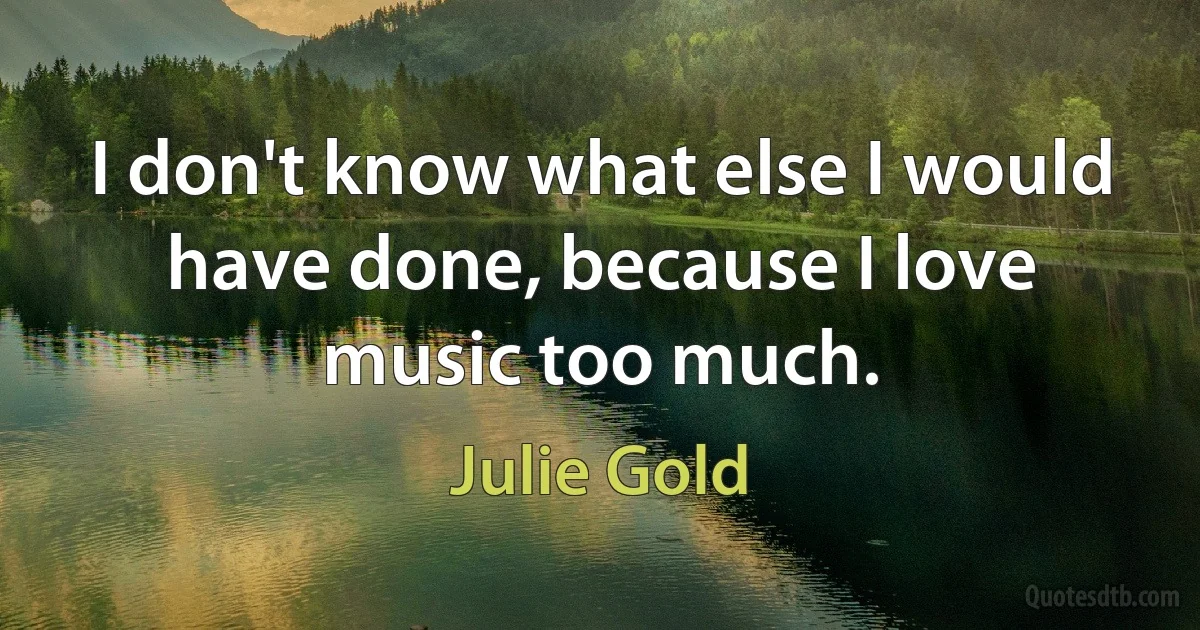 I don't know what else I would have done, because I love music too much. (Julie Gold)