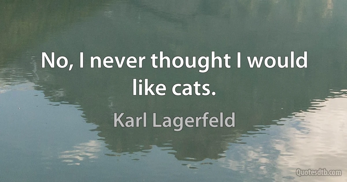 No, I never thought I would like cats. (Karl Lagerfeld)