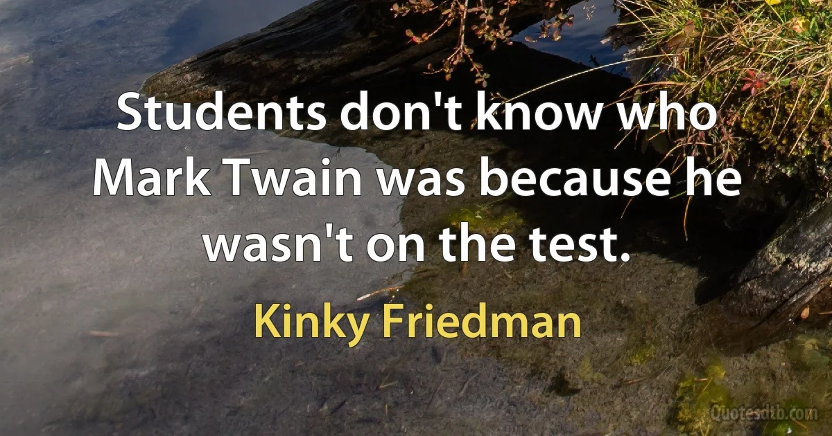 Students don't know who Mark Twain was because he wasn't on the test. (Kinky Friedman)