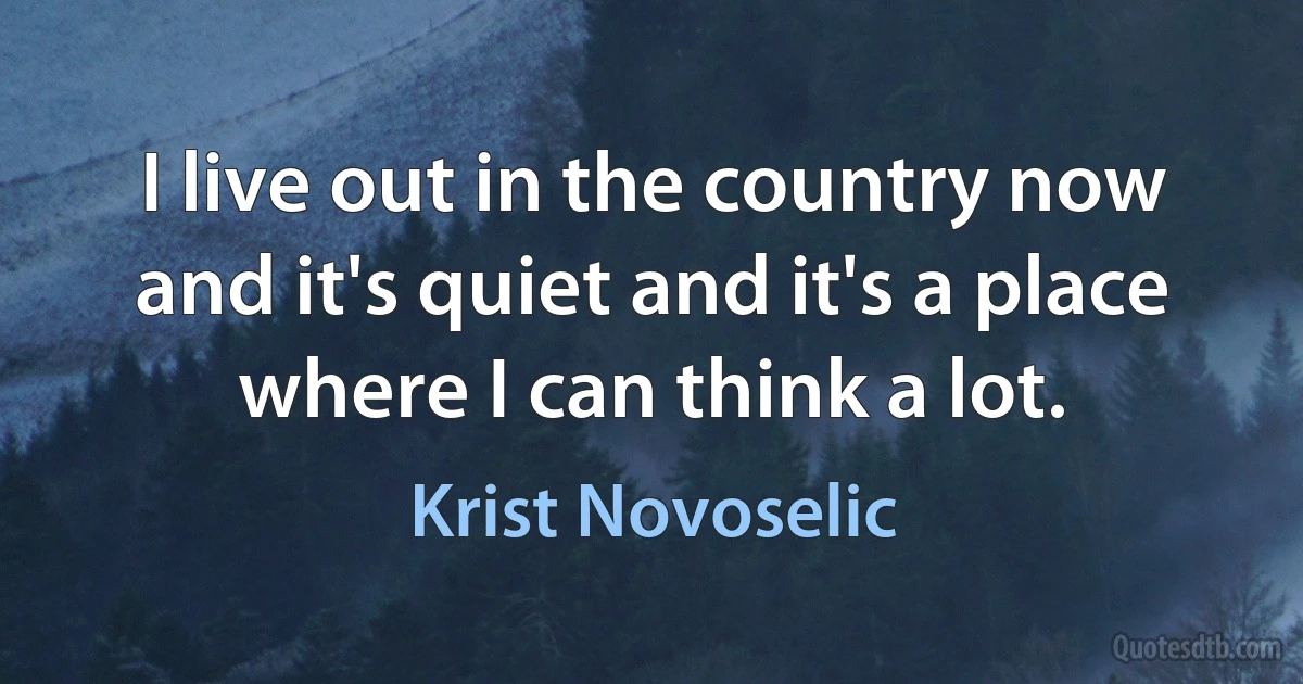 I live out in the country now and it's quiet and it's a place where I can think a lot. (Krist Novoselic)