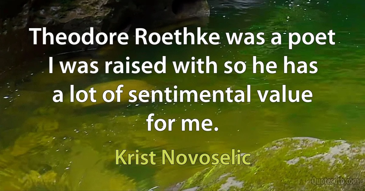 Theodore Roethke was a poet I was raised with so he has a lot of sentimental value for me. (Krist Novoselic)