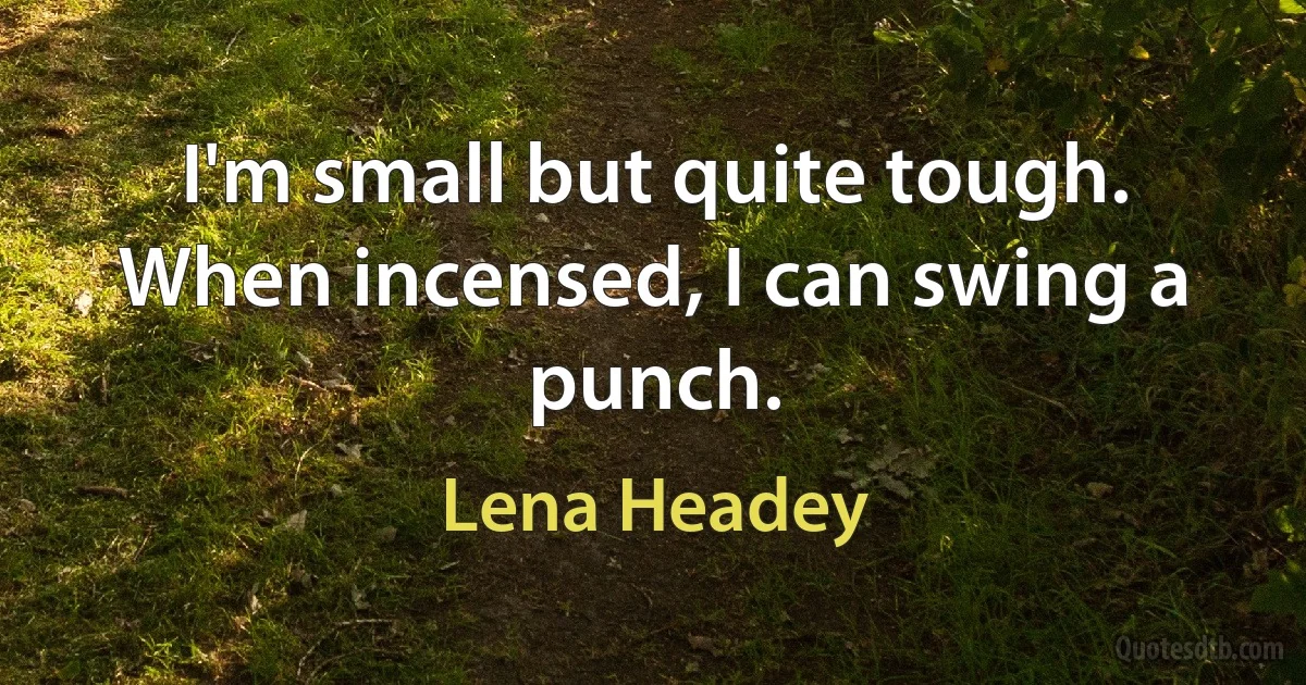 I'm small but quite tough. When incensed, I can swing a punch. (Lena Headey)