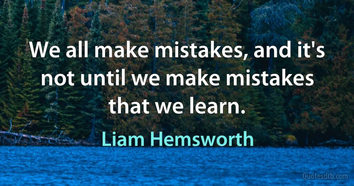 We all make mistakes, and it's not until we make mistakes that we learn. (Liam Hemsworth)