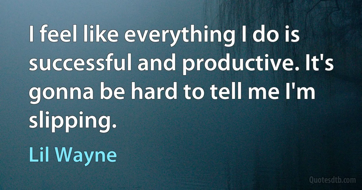 I feel like everything I do is successful and productive. It's gonna be hard to tell me I'm slipping. (Lil Wayne)