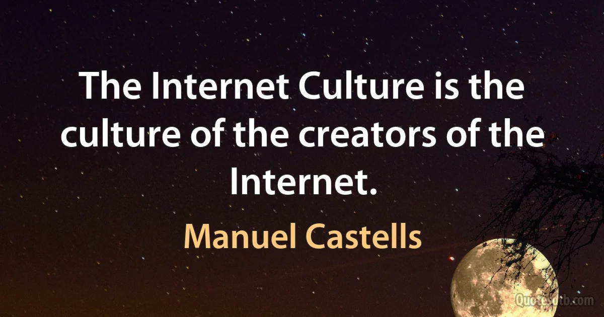 The Internet Culture is the culture of the creators of the Internet. (Manuel Castells)