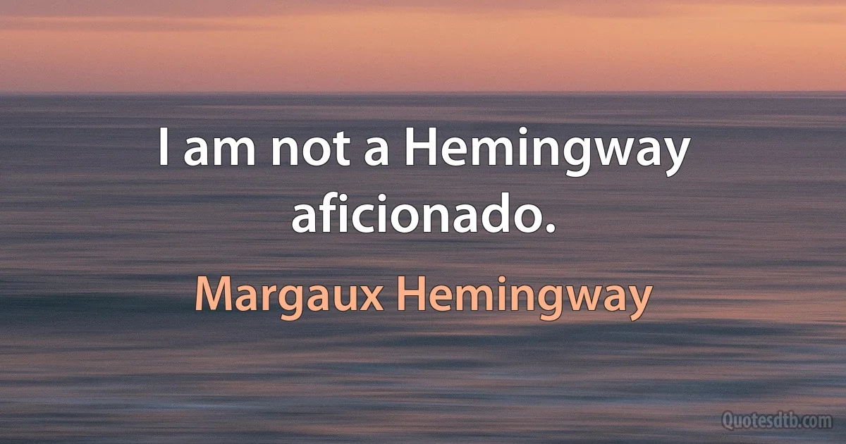 I am not a Hemingway aficionado. (Margaux Hemingway)