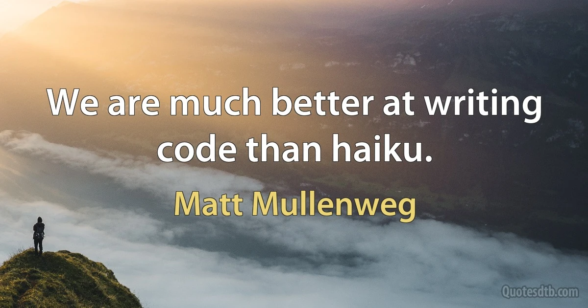 We are much better at writing code than haiku. (Matt Mullenweg)