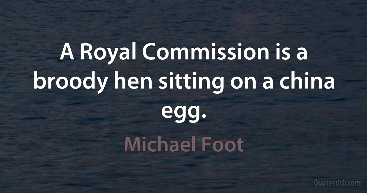 A Royal Commission is a broody hen sitting on a china egg. (Michael Foot)