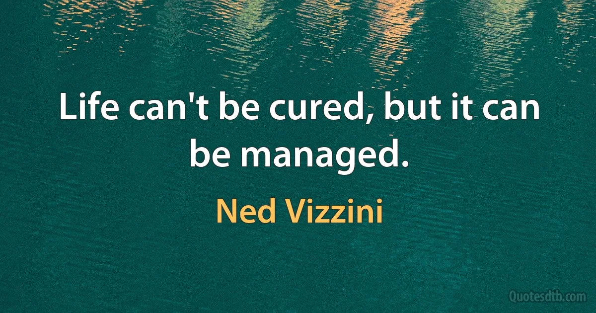 Life can't be cured, but it can be managed. (Ned Vizzini)