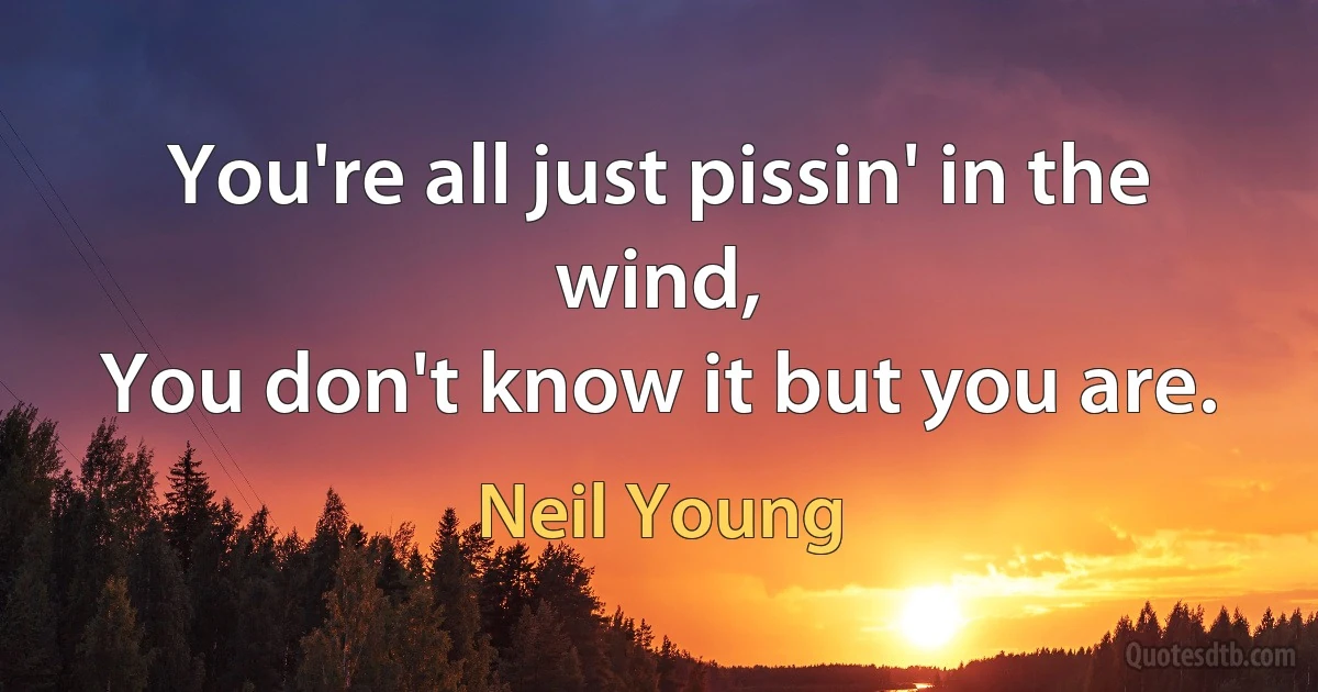 You're all just pissin' in the wind,
You don't know it but you are. (Neil Young)