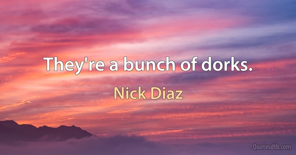 They're a bunch of dorks. (Nick Diaz)