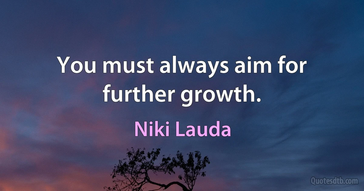 You must always aim for further growth. (Niki Lauda)