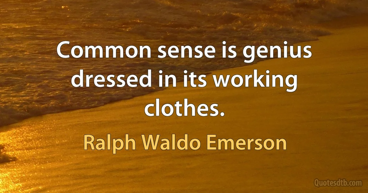 Common sense is genius dressed in its working clothes. (Ralph Waldo Emerson)