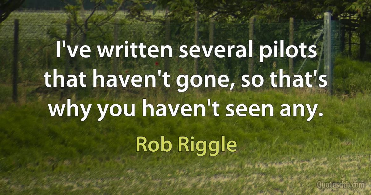 I've written several pilots that haven't gone, so that's why you haven't seen any. (Rob Riggle)