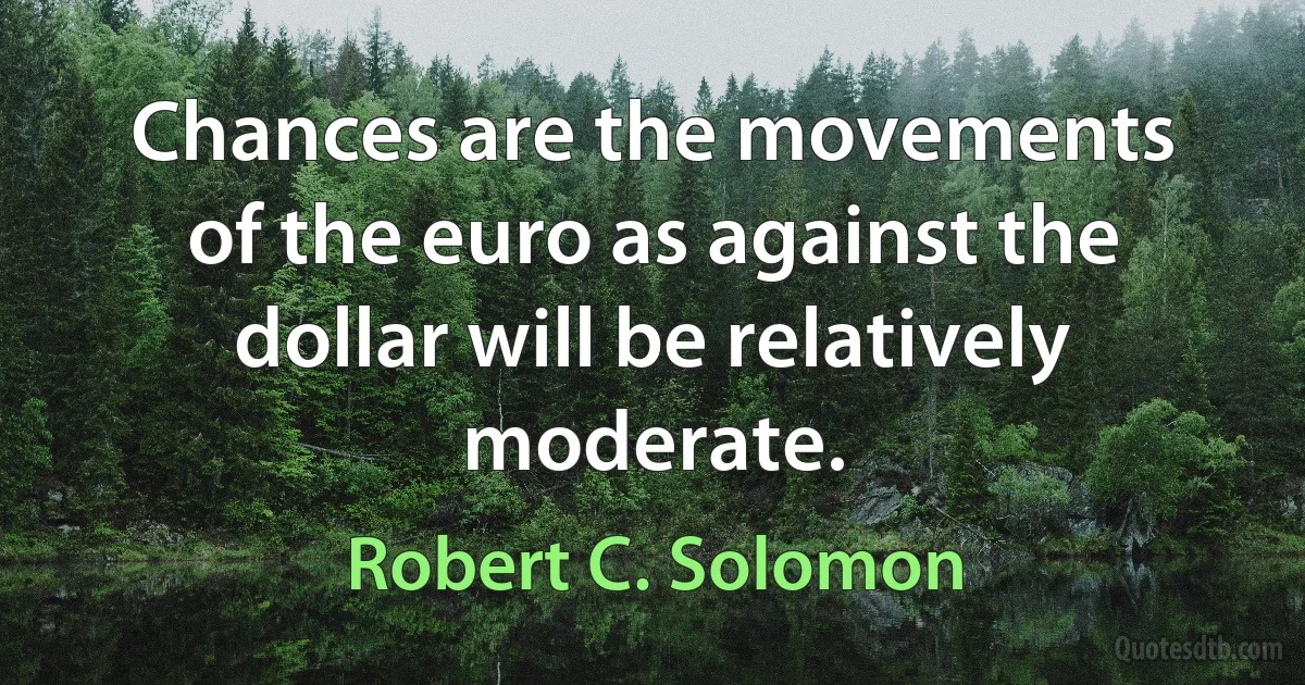 Chances are the movements of the euro as against the dollar will be relatively moderate. (Robert C. Solomon)