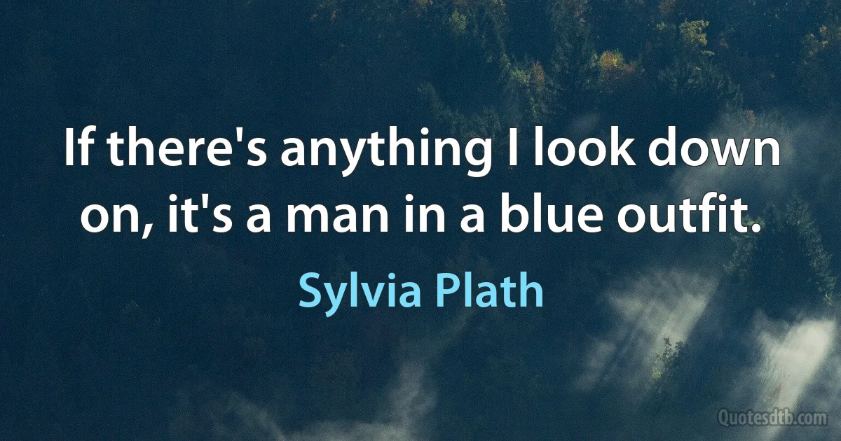 If there's anything I look down on, it's a man in a blue outfit. (Sylvia Plath)