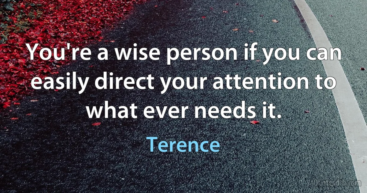 You're a wise person if you can easily direct your attention to what ever needs it. (Terence)