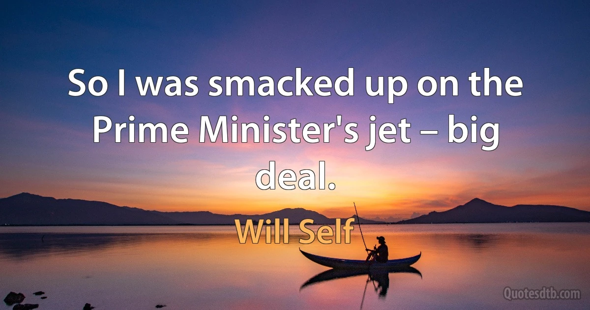 So I was smacked up on the Prime Minister's jet – big deal. (Will Self)