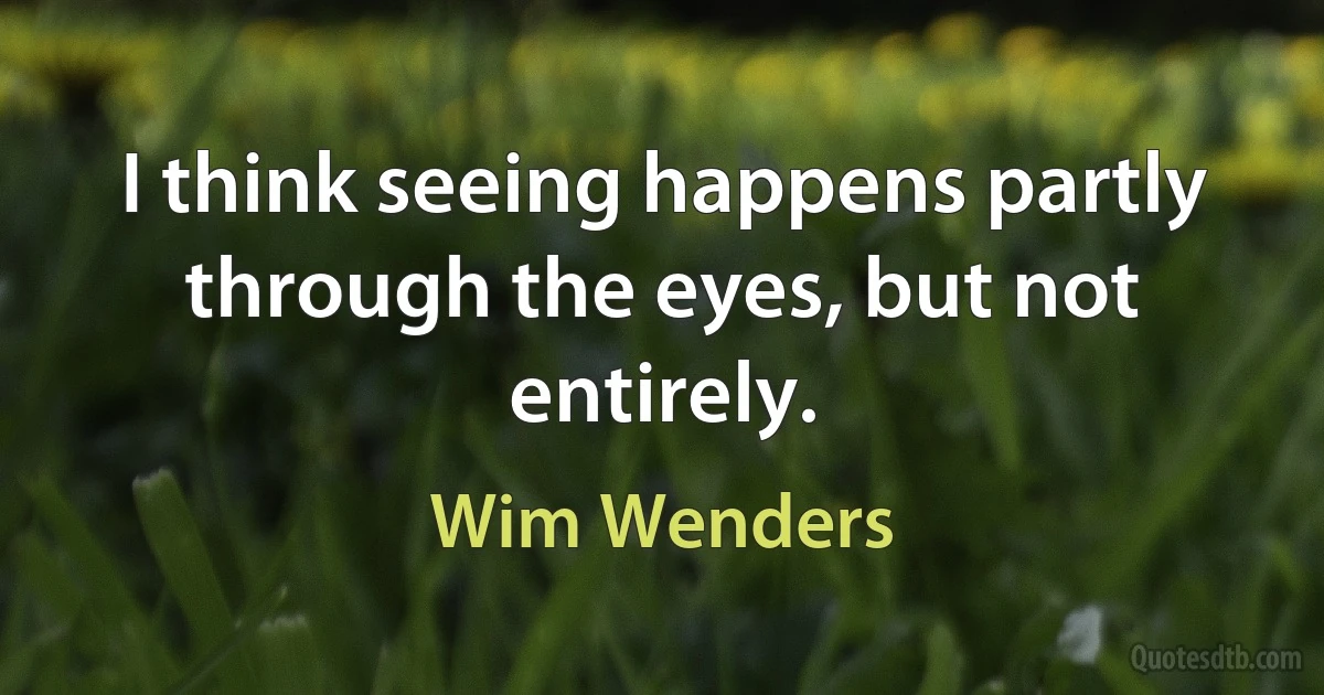 I think seeing happens partly through the eyes, but not entirely. (Wim Wenders)