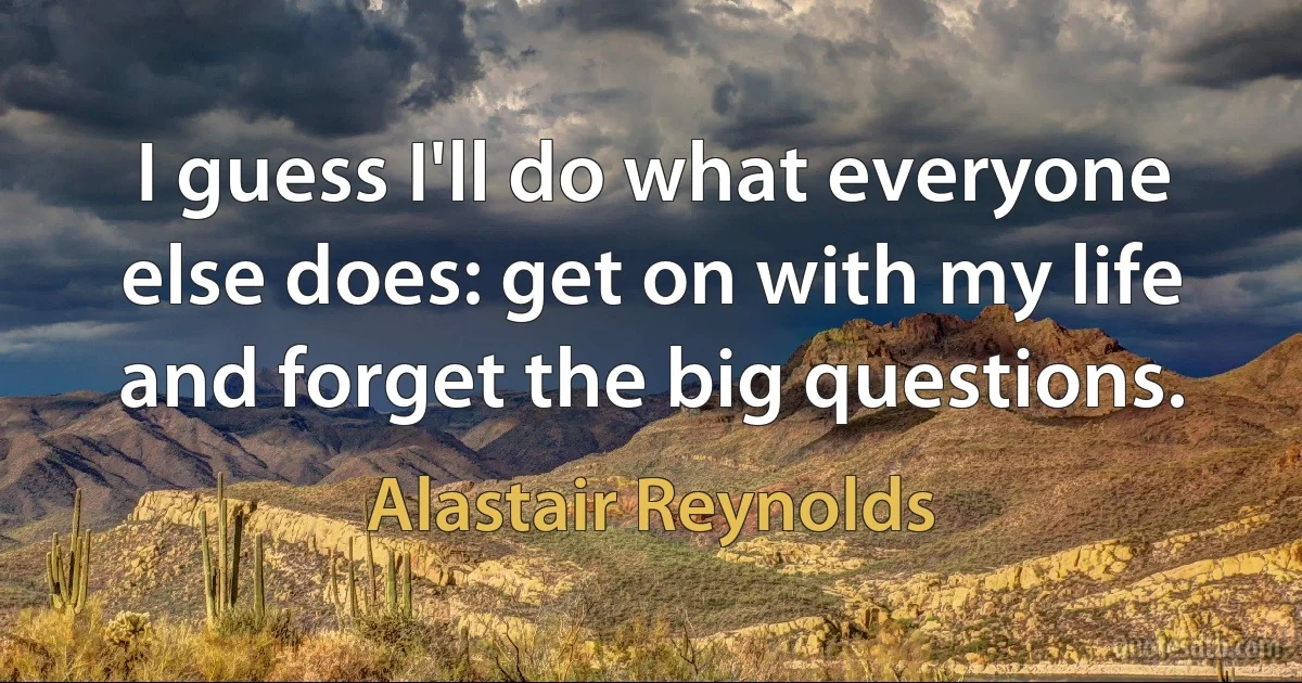 I guess I'll do what everyone else does: get on with my life and forget the big questions. (Alastair Reynolds)