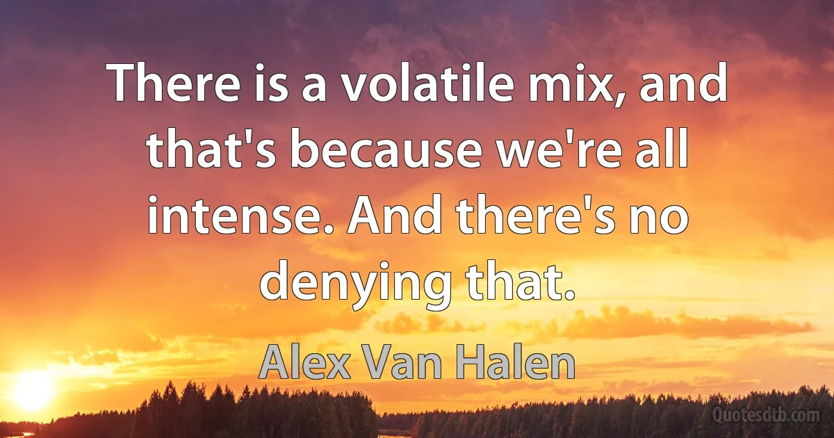 There is a volatile mix, and that's because we're all intense. And there's no denying that. (Alex Van Halen)