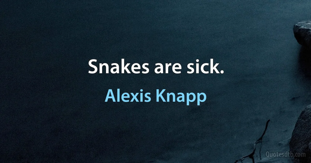 Snakes are sick. (Alexis Knapp)