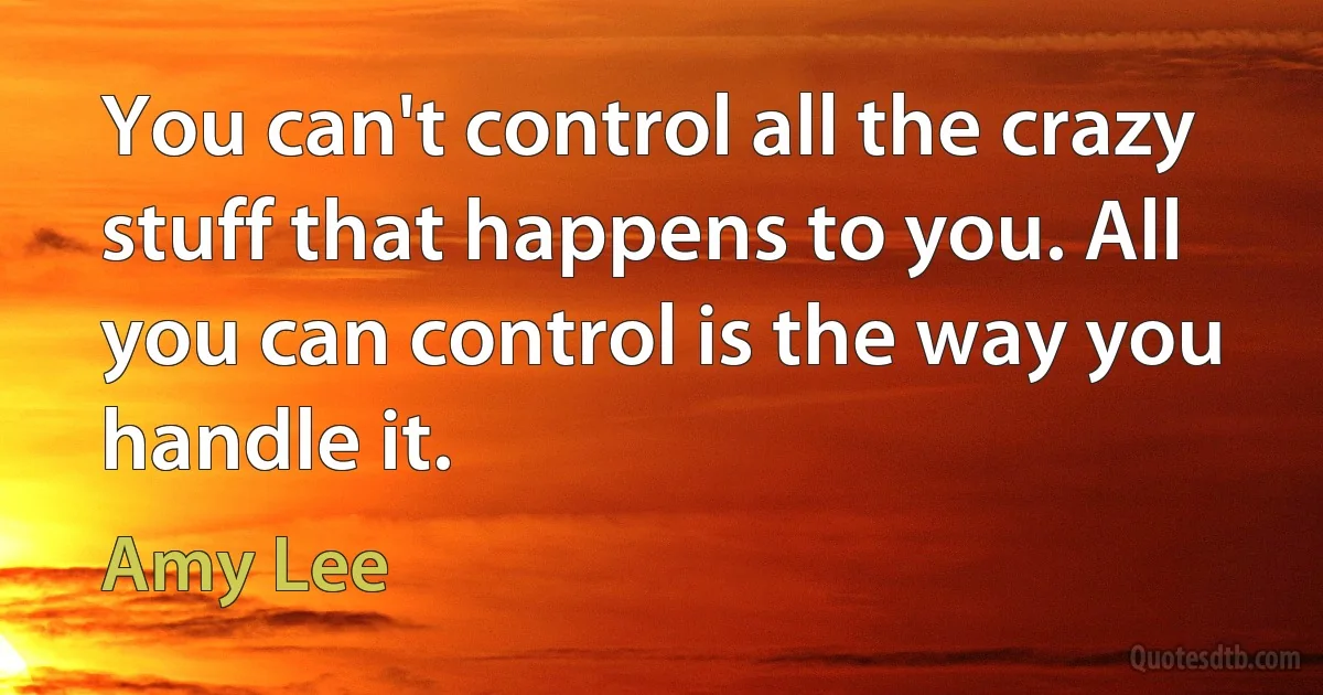 You can't control all the crazy stuff that happens to you. All you can control is the way you handle it. (Amy Lee)