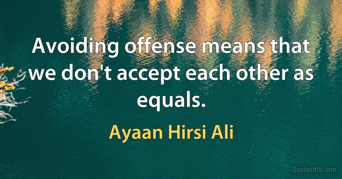 Avoiding offense means that we don't accept each other as equals. (Ayaan Hirsi Ali)