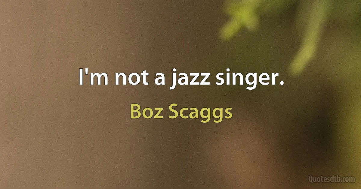 I'm not a jazz singer. (Boz Scaggs)