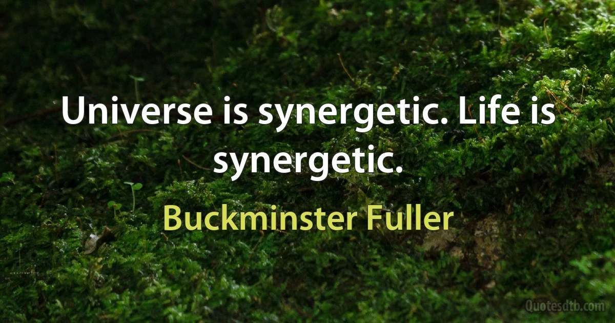 Universe is synergetic. Life is synergetic. (Buckminster Fuller)