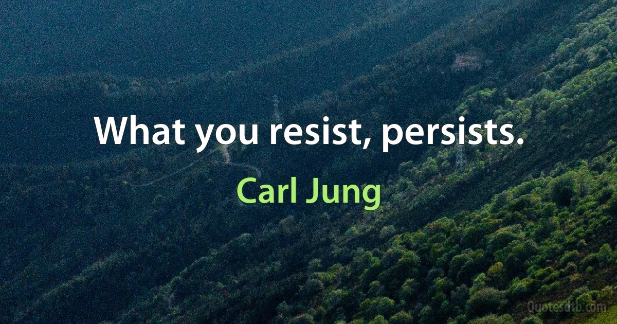 What you resist, persists. (Carl Jung)