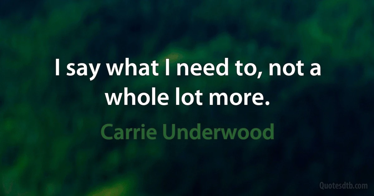 I say what I need to, not a whole lot more. (Carrie Underwood)