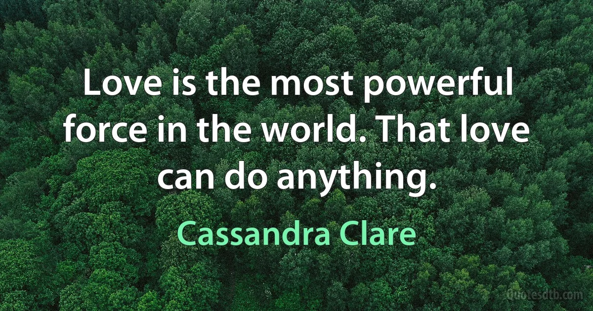Love is the most powerful force in the world. That love can do anything. (Cassandra Clare)