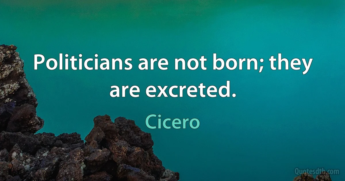 Politicians are not born; they are excreted. (Cicero)