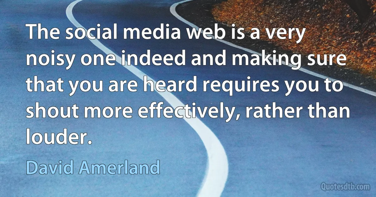 The social media web is a very noisy one indeed and making sure that you are heard requires you to shout more effectively, rather than louder. (David Amerland)