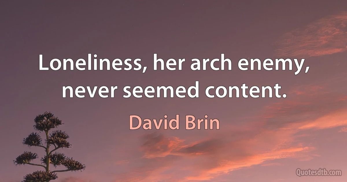 Loneliness, her arch enemy, never seemed content. (David Brin)