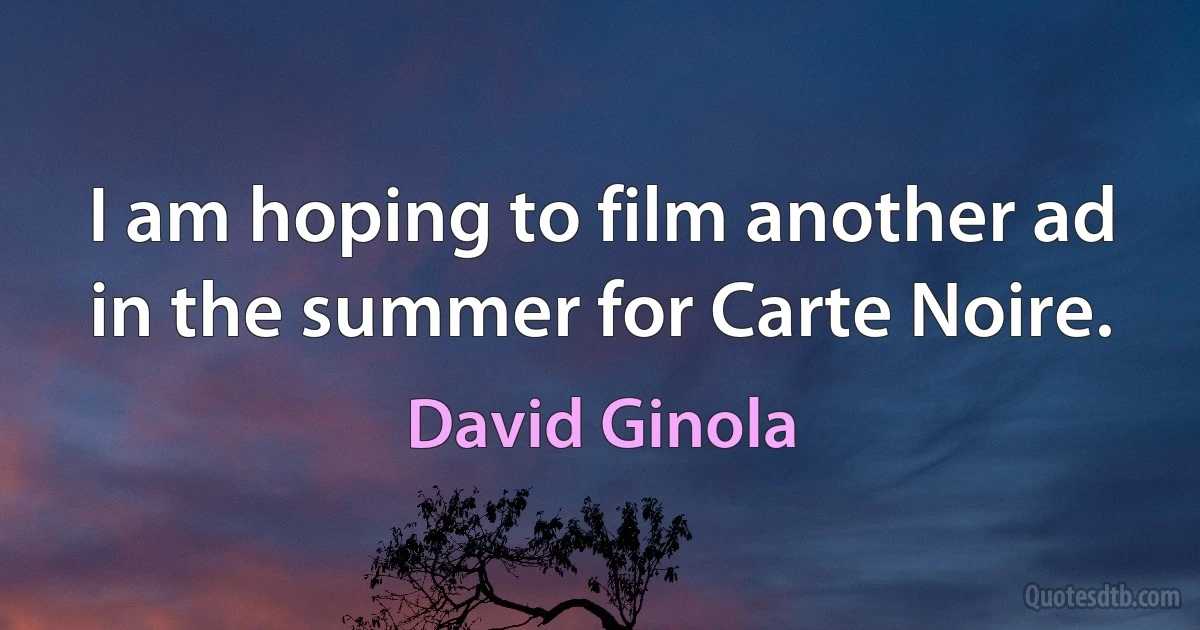 I am hoping to film another ad in the summer for Carte Noire. (David Ginola)