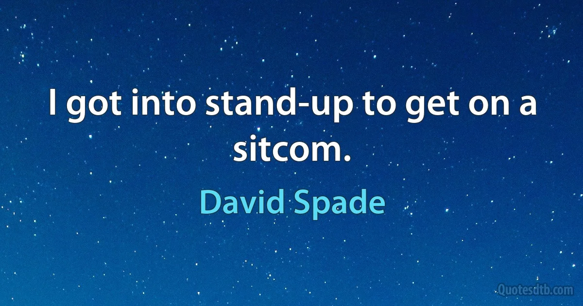 I got into stand-up to get on a sitcom. (David Spade)