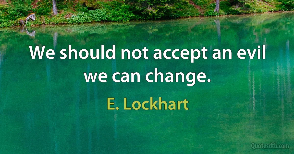 We should not accept an evil we can change. (E. Lockhart)