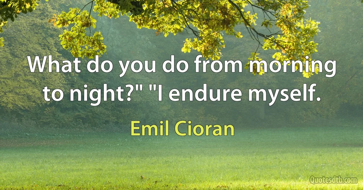 What do you do from morning to night?" "I endure myself. (Emil Cioran)