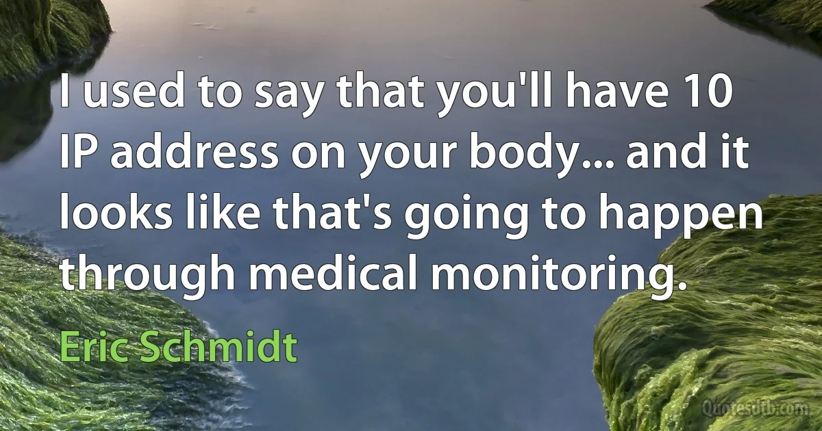 I used to say that you'll have 10 IP address on your body... and it looks like that's going to happen through medical monitoring. (Eric Schmidt)