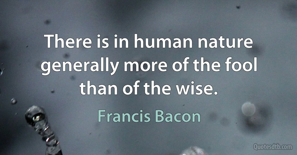 There is in human nature generally more of the fool than of the wise. (Francis Bacon)