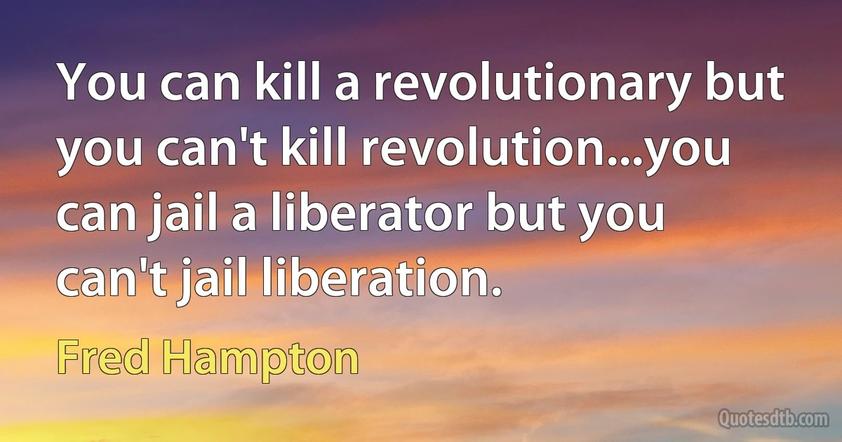 You can kill a revolutionary but you can't kill revolution...you can jail a liberator but you can't jail liberation. (Fred Hampton)