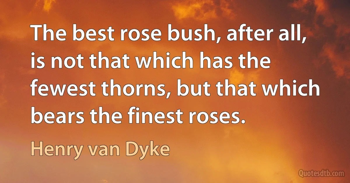 The best rose bush, after all, is not that which has the fewest thorns, but that which bears the finest roses. (Henry van Dyke)