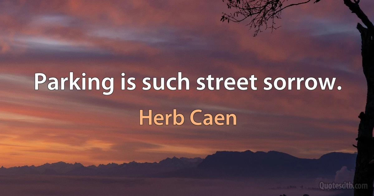 Parking is such street sorrow. (Herb Caen)