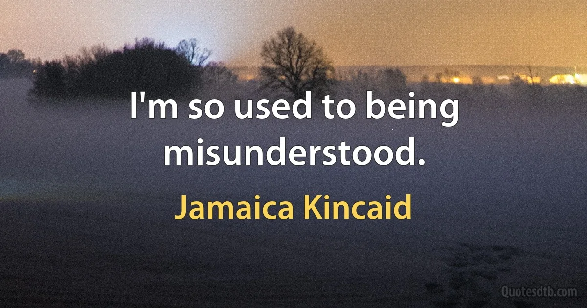 I'm so used to being misunderstood. (Jamaica Kincaid)