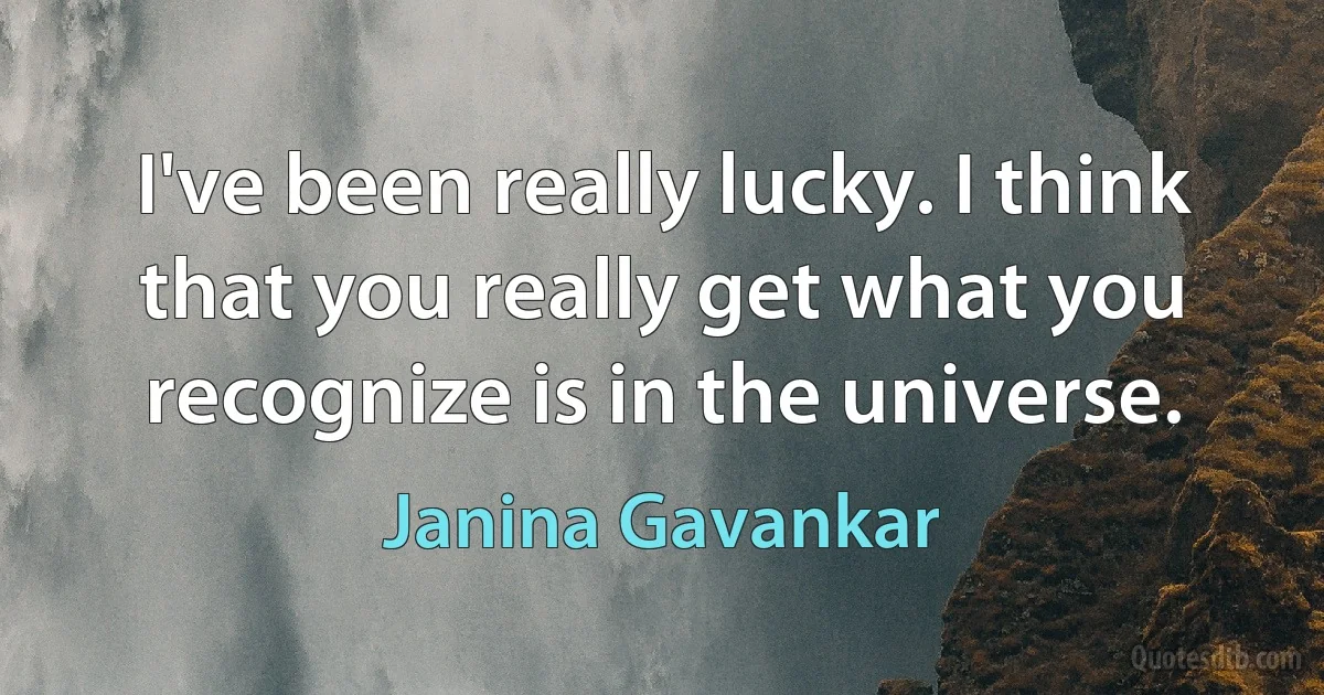 I've been really lucky. I think that you really get what you recognize is in the universe. (Janina Gavankar)