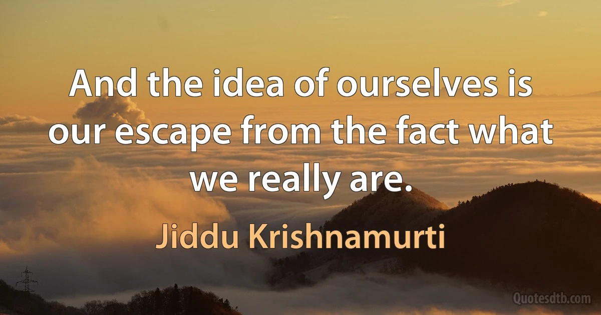 And the idea of ourselves is our escape from the fact what we really are. (Jiddu Krishnamurti)