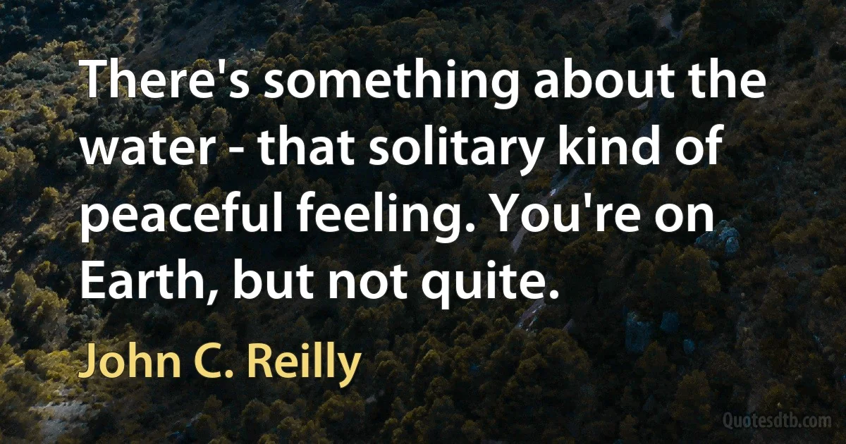 There's something about the water - that solitary kind of peaceful feeling. You're on Earth, but not quite. (John C. Reilly)