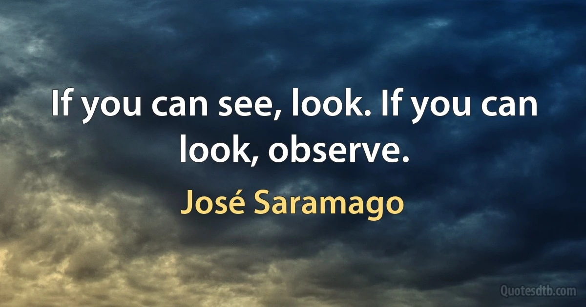 If you can see, look. If you can look, observe. (José Saramago)